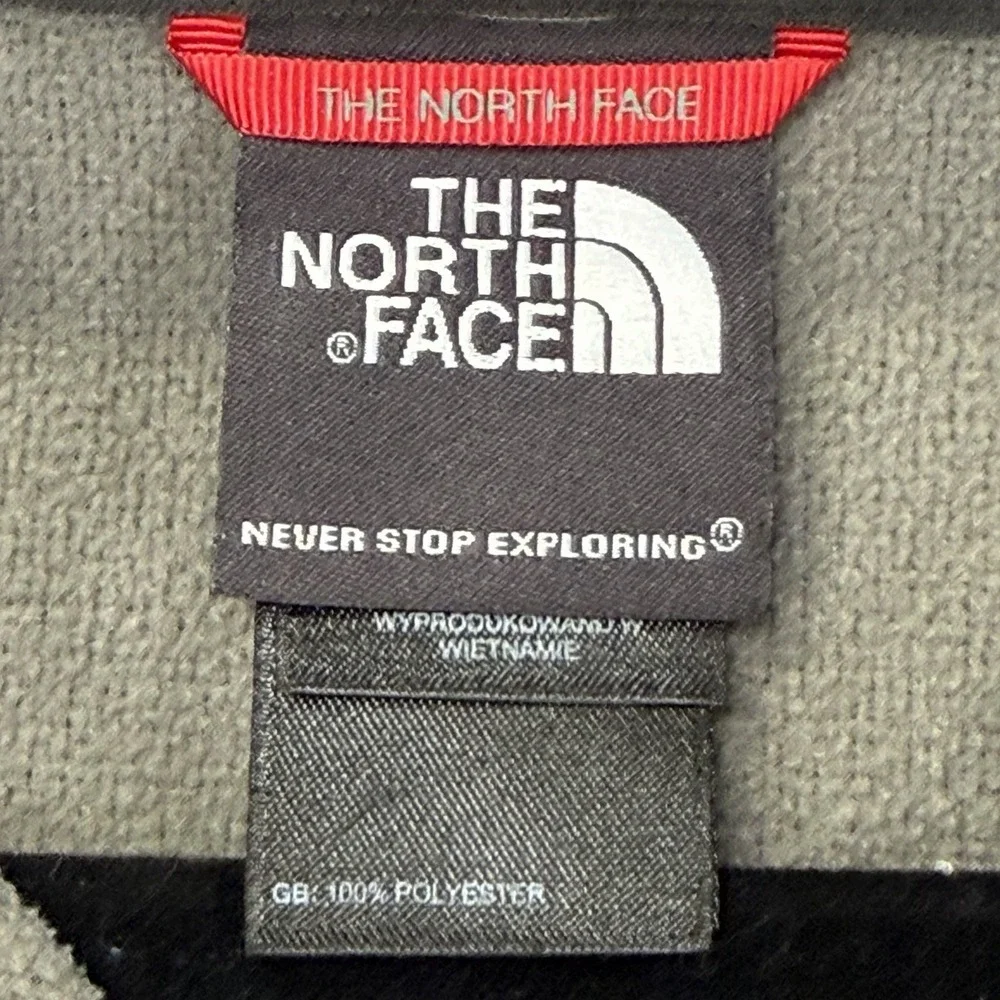 The North Face Jacket Mens XL Grey Blue Fleece Hooded Full Zip Drawstring Logo